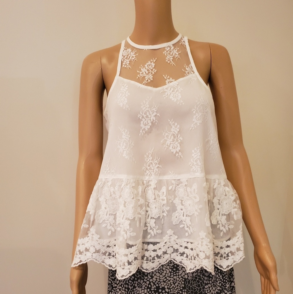 Abercrombie & Fitch White Lace Tank Top
